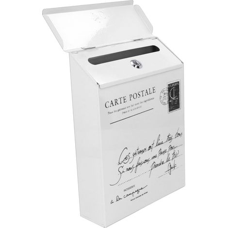 Boîte aux lettres murale en fer, style rustique, avec serrure (2 clés), 3 crochets, étanche, pour la maison ou le bureau, petites lettres, couleur beige. (1/5)