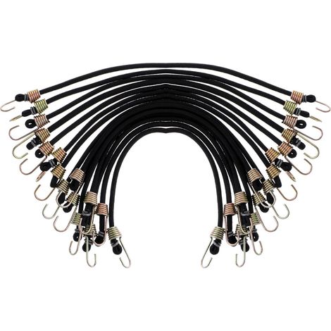 Tendeur Élastique - 25 Cm - Crochet Métal - Pour Bagages Bâches Vélos Tentes - Lot De 15 (1/5)