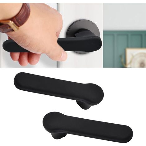 Piezas - Cubierta para manija de puerta, cubierta de seguridad antiestática para manija de puerta, adecuada para marco de puerta cuadrado plano de 15 x 4,5 cm (negra) (1/5)