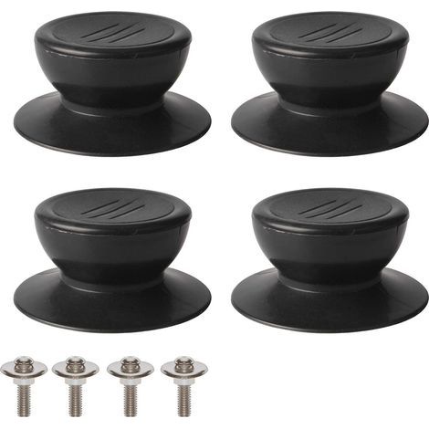 4-piece lid knob set, universal kitchen lid replacement knob, glass lid, glass lid handle - black (1/4)
