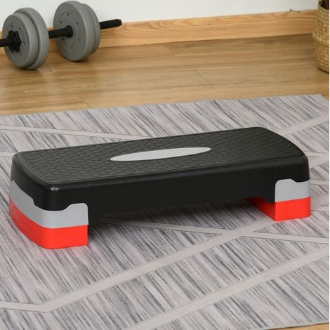 Verstellbarer Fitness-Stepper mit 2 Höhen, 68 x 29 x 15 cm, rutschfest, Schwarz/Grau/Rot OKMYHOME (1/5)