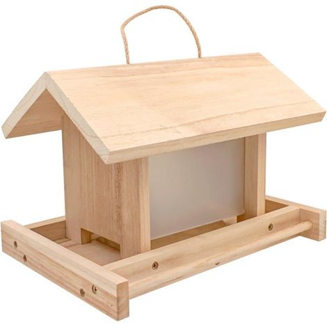 Mangeoire suspendue en bois de grande capacité pour une utilisation en extérieur, idéale pour nourrir les oiseaux sauvages dans les jardins, etc. (1/5)