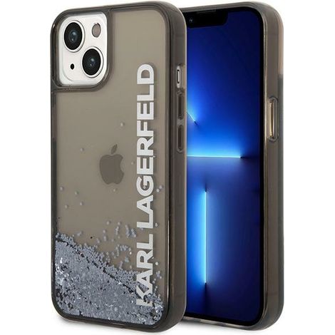 Karl Lagerfeld KLHCP14MLCKVK iPhone 14 Plus / 15 Plus 6,7 Zoll schwarze/schwarze Hartschalen-Hülle mit flüssigem Glitzer, lang (1/5)
