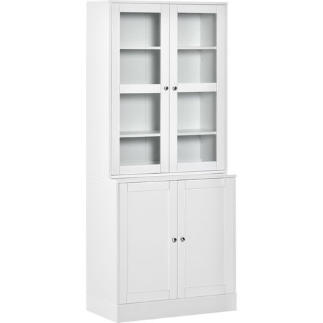 Bibliothèque vitrine 4 portes PISE bois blanc (1/5)