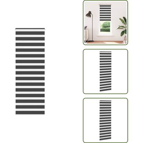 Store zèbre noir 90x200 cm largeur du tissu 85,9 cm polyester - Store Zébré - Stores Zébrés - Store À Enrouleur Zébré - Double Store À Enrouleur (1/5)