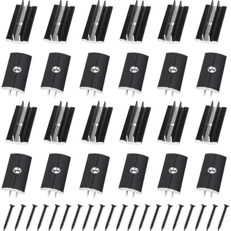 GDHZS-100 Pcs Clips Noir pour Planchers en Bois en Plastique T-Clips pour Planches de Terrasse 6 mm Espacement Entretoises Cachées avec 100 Vis pour Planches WPC/BPC Planches Composites (1/4)
