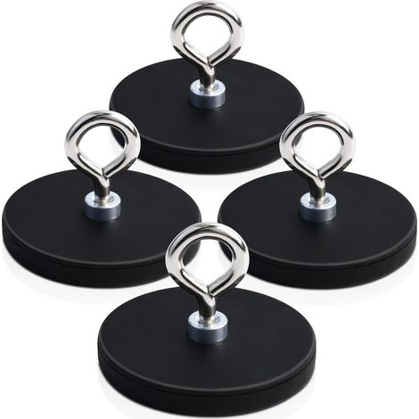Lot de 4 aimants en néodyme avec filetage - Extra puissants - 10 kg - Aimants puissants de 43 mm - Grands aimants avec trou avec crochet magnétique - Aimant à visser - Aimant plat à visser (1/5)