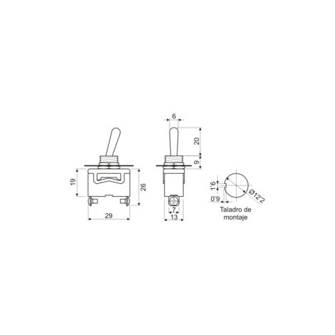 Conmutador Palanca Unipolar 2 Posiciones 10A/250Vac ON-ON  6190A  11.463.C (1/2)