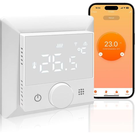 Thermostat WiFi pour Chaudiere Gaz/Chauffage au Sol Eau, Thermostat Intelligente Programmable 3A Compatible avec, Smart Life/Tuya, Commande Vocale Contrôle à Distance (1/5)