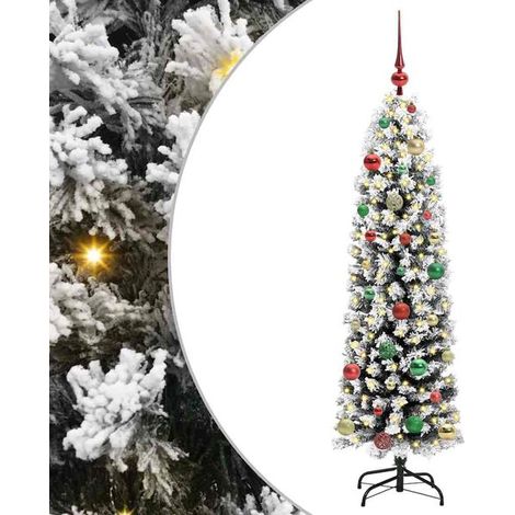 Sapin de Noël artificiel vert, 150 cm, en PVC, acier et plastique. (1/5)