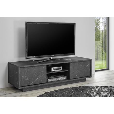 Meuble TV CARRARA marbre gris anthracite 140 cm