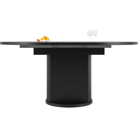 CHICFURN Mesa de comedor redonda extensible 118-158 x 118 x 76,8 cm MDF negro, 6 personas (1/5)