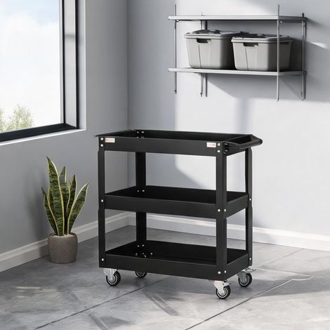 Servante d'atelier en acier 3 étagères sur roulettes 150 kg (1/5)