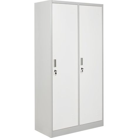 Armadietto metallico per palestra scuola 2 ante con panca bianco e grigio Athlete