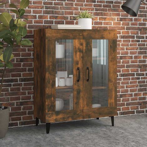 Buffet bas Contemporain - Meuble Commode de Rangement - Chêne fumé 69,5x34x90 cm Bois d'ingénierie Chic-688528 (1/5)