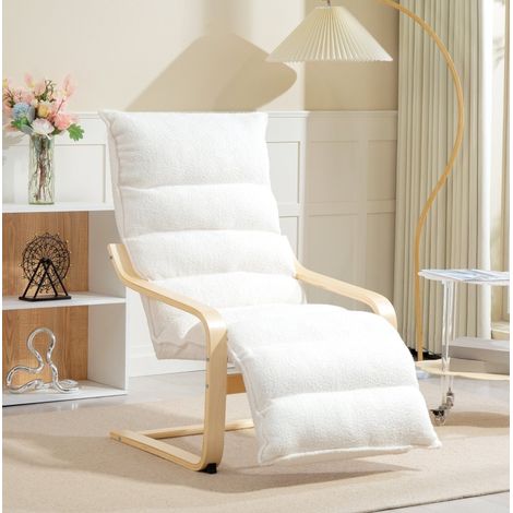 Relaxsessel 67x93-114x105 cm Weiß aus Polyester mit verstellbarem Fußteil und Schwingfunktion (1/5)