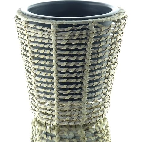 Kaemingk – Cache-pot beige avec insert – Polyrotin et PP, Ø env. 23 cm, hauteur 24 cm (1/2)