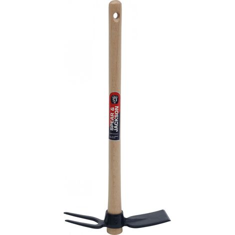 Serfouette forgée panne et fourche de 21 cm manche bois