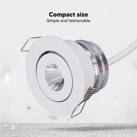 Plafonnier LED Encastré - Aluminium - Angle Réglable - 6000 K - Blanc Froid - Diamètre 52 mm - Hauteur 33 mm - Unité (1/4)