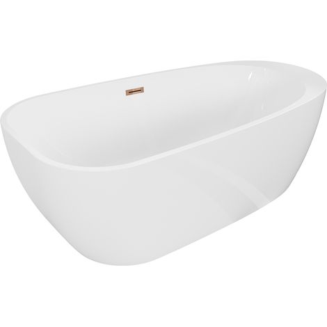 Mexen Giada freistehende Badewanne 170 x 90 cm, weiß glänzend, Überlauf Roségold - 52741709000-60 (1/3)