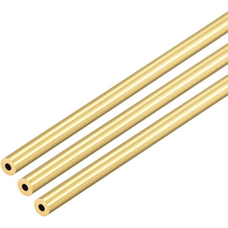 sourcing map Brass Tube Round 300mm Length 5mm External Diameter 1.5mm Wall Thickness Seamless Straight Pipe 3 Pcs (1/4)