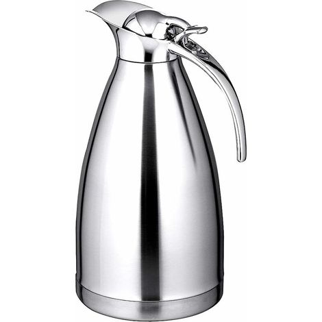 Carafe Isotherme INOX, Pichet Thermo à Double Paroi en Acier Inoxydable, de 2 L en Argenté, Bouteille d’Eau Chaud à la Maison, Bureau et Hôtel, Idéal pour Café (1/5)