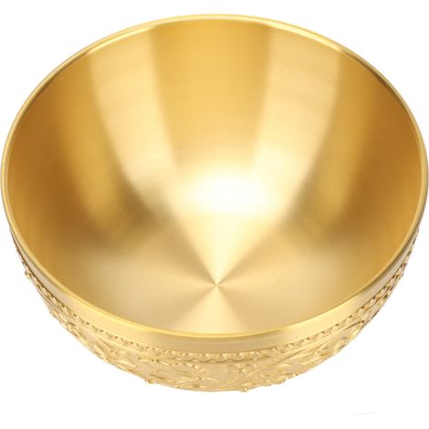 Bol décoratif vintage en laiton, orné d'une gravure exquise et unique, idéal pour les tables à manger et la décoration intérieure. (1/5)