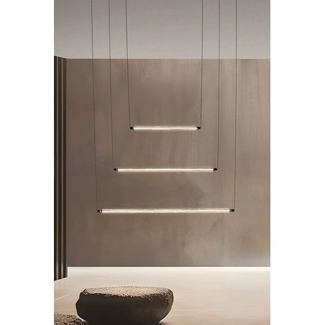 LUMINA 600 1L Sospensione orizzontale nera 12W 2700K (1/2)