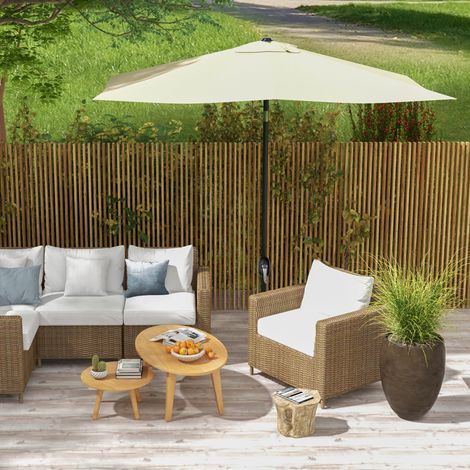 Rechteckiger, neigbarer Sonnenschirm 2x3 m mit Kurbelgriff, hochdichtes, wasserdichtes Polyestergewebe (180 g/m²), cremefarben