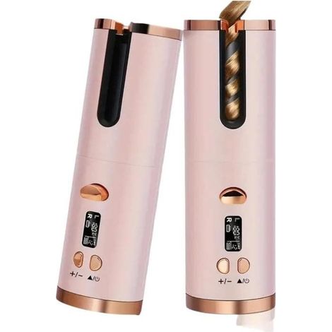 Fer à friser sans fil – Fer à friser portable avec LED, 6 réglages de température pour toutes les longueurs de cheveux Rose (1/5)