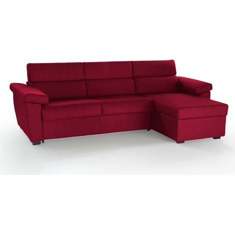 Canapé Fixe avec Méridienne Ceto, Déhoussable, Imperméable Multi-Position, Fabrication Italienne, 160x285 cm Rouge (1/4)