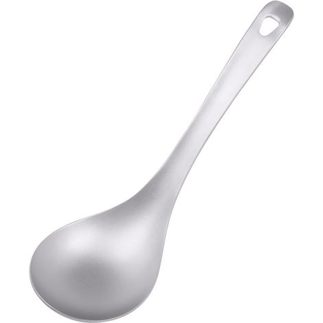Beyamis Cuillère à soupe en titane pur, à long manche, légère, portable et facile à laver, idéale pour le camping et la cuisine. Résistante aux brûlures. (1/5)