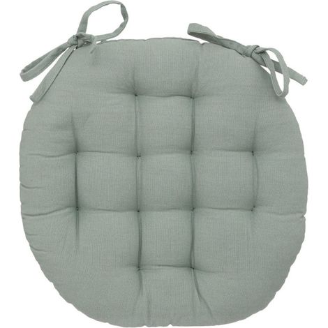 Galette de Chaise Ronde "Leana" 38cm Vert Céladon (1/2)