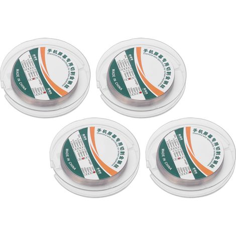 4 rouleaux de fil de découpe pour écrans de téléphone, 100 m de long, en acier au carbone haute résistance à la traction et au molybdène, diamètre 0,08 mm. (1/5)