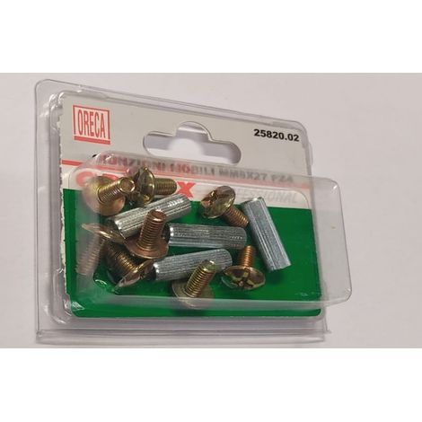 4 PEZZI - GIUNZIONI PER ASSEMBLAGGIO MOBILI 8x27MM - TESTA FERRO OTTONATO