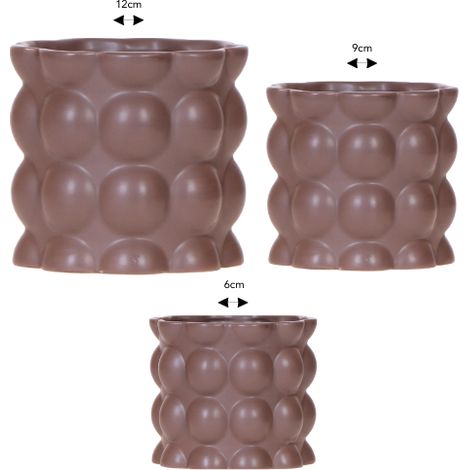 Lot de 3 Cache-pots Décoratifs Brun Texture Coton pour Orchidées et Plantes - 6, 9 et 12 cm - PANGIVO (1/5)