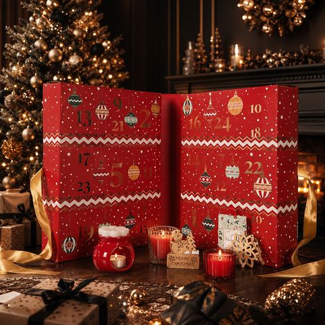 Calendrier de l'Avent - HOME DECO FACTORY - Tradi - Bougies et Surprises - Rouge (1/5)