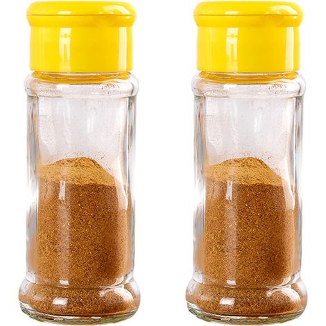 Bocal Épices - Verre Transparent 100 ml - Couvercle Étanche avec Embout À Épandre - Pour Assaisonnement Cuisine - Lot de 2 (1/5)
