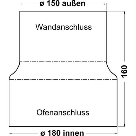 Reduzierstück / schwarz, 180 mm auf 150 mm Wand