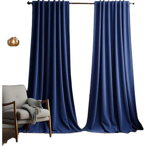Cortinas con aislamiento térmico, estilo moderno, azul marino, 132 x 213 cm (a), 2 paneles (d) (1/2)