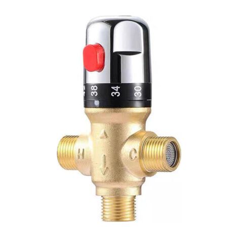 Heiß-Kaltwasser-Mischventil, massives Messing, Thermostat-Mischbatterie, Wasserhahn mit fester Temperatur für Waschbecken, Küche, Badezimmer, Toilette, (1/4)