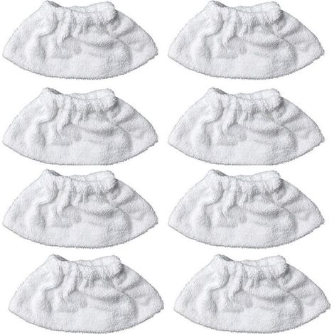 8 articles,Nettoyage à la vapeur en microfibre pour la buse manuelle, ensemble de chiffons éponge, housse en coton éponge, compatible avec la plupart des Nettoyeur à vapeur (Blanc) (1/4)