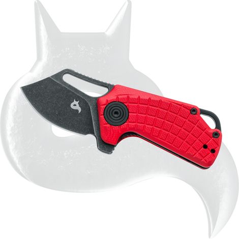 Black Fox Puck pliage couteau noir Fox Lama, Bld en acier inoxydable D2 Blk Stonewash, Red G10 Handle Ceramic Ball Lirings (1/2)