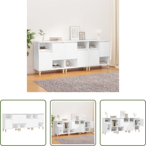 Holzbeine -  Sideboards 3 Stk. Weiß 60x35x70 cm Holzwerkstoff (1/5)
