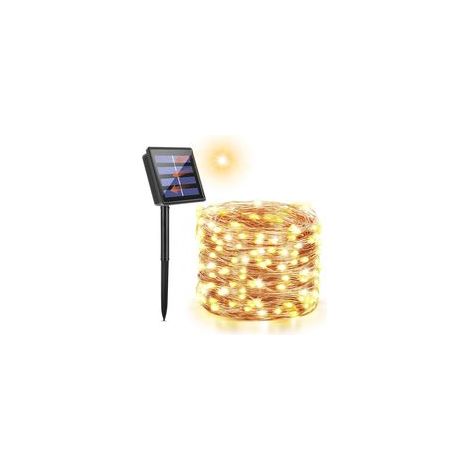 22 m lange Solar-Lichterkette für den Außenbereich, 200 LEDs, für Garten, Terrasse, Hof, Heimdekoration, Weihnachten, Hochzeit, Party, IP65 wasserdicht (Warmweiß) - Crezuo
