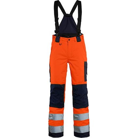 Pantalon de travail hiver à bretelles haute visibilité femme 7885 - Orange fluo/Marine M - FR(42) - SE(C40) - Courtes (1/2)