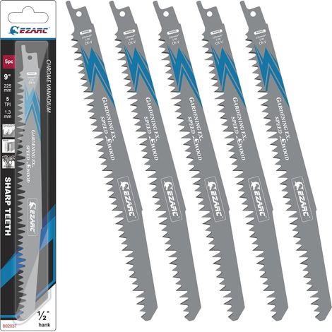 Jeu de lames de scie sabre 5 pièces pour bois, accessoires de scie sabre, R931GS pour coupes rapides 225 mm 5TPI (5 pièces) (1/5)