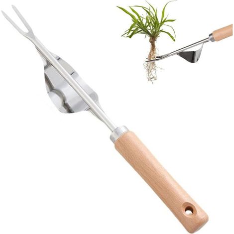 Jardinière Manuelle,Désherbeur Manuel,Outil Gouge de Désherbage en Acier Inoxydable,Outil Gouge de Désherbage en Acier Inoxydable,avec Poignée Bois Pelle,Désherbeur de Mauvaises Herbes (1/5)