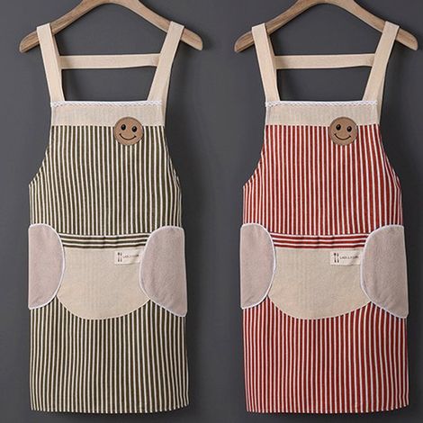 Conjunto de 2 delantales lavables para mujer，ropa de trabajo resistente a las manchas，delantales de cocina impermeables (rojo，marrón) (1/3)