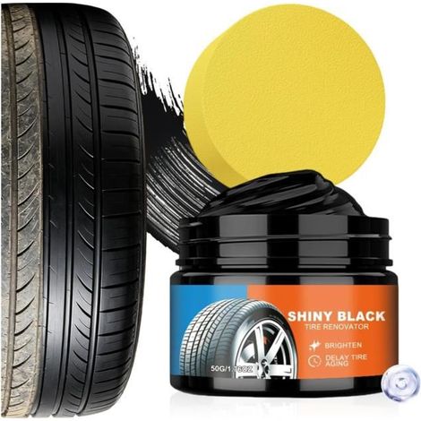 Lustrant Pneus De Voiture,50 g Nettoyage En Profondeur Puissant Et Noire Pneu Rénovateur Jante Pour Utilisation Détailing, Entretien (1/5)